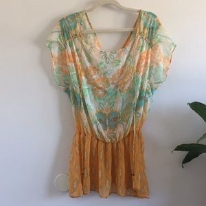 Free people sheer floral printed top!